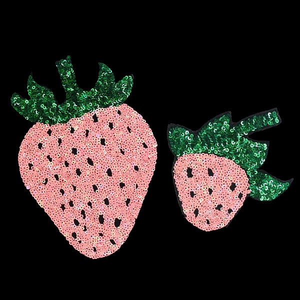 2 morceaux fraise pailleté applique patch, sequins strawberry patch fournitures pour manteau, T-Shirt, Jeans décoratifs Appliques Patches