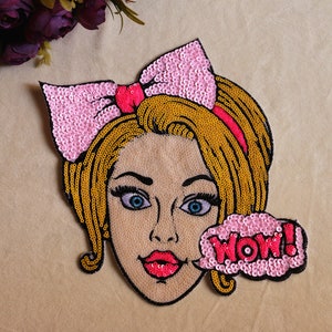 Girl Sequined Applique Patch,Paillette Patch,Sequins Girl Patch Supplies for Coat,T-Shirt,Costume Decorative Appliques Patches