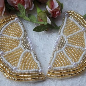 Delicate Lemon Embroidery Beaded Sequined Applique Patch,Beaded Lemon Patch Supplies for Coat,T-Shirt,Costume Decorative Appliques Patches