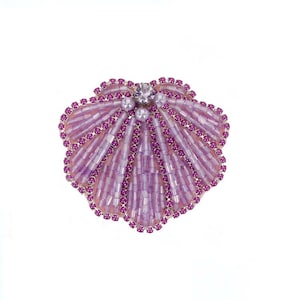 Delicate Shell Embroidery Rhinestone Applique Patch,Beaded Shell Patch Supplies for Coat,T-Shirt,Costume Decoration Appliques Patches