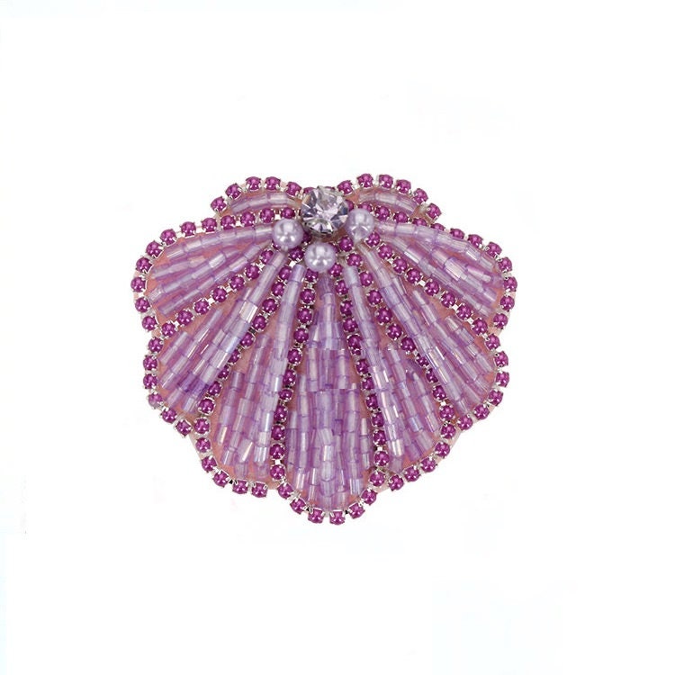 Delicate Shell Embroidery Rhinestone Applique Patch,beaded Shell Patch ...