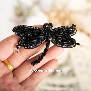 Delicate Dragonfly Embroidery Beaded Applique Patch,Rhinestone Dragonfly Patch Supplies for Coat,T-Shirt,Costume Decorative Applique Patches