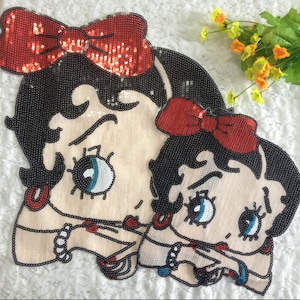 Cartoon Girl Sequined Applique Patch,Paillette Patch,Sequins Girl Patch Supplies for Coat,T-Shirt,Costume Decorative Patches