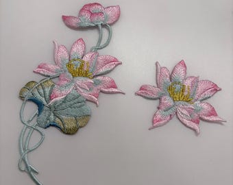 2 Pieces Embroidered Flowers Iron on Applique Patch,Vintage Floral Supplies Patch for Clothing or Dress Embroidery Flower Patches Appliques