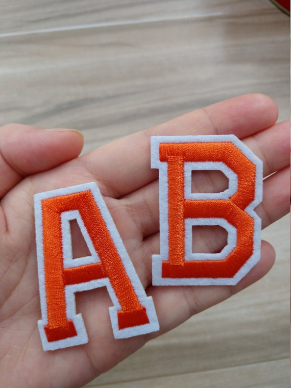 Orange Embroidered Iron on Letters Applique Patch,iron on Name