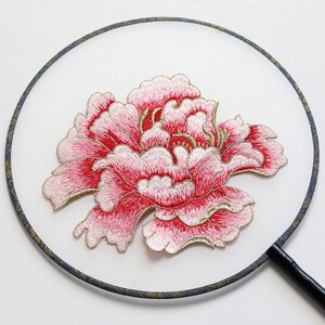 Delicados parches de apliques florales bordados en rosa, parches de flores vintage para ropa o vestidos, apliques bordados decorativos