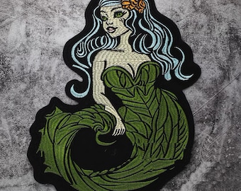 Large Mermaid Embroidery Applique Patch,Embroidered Mermaid Patch Supplies for Coat,T-shirt or Jeans Decorative Appliques Patches
