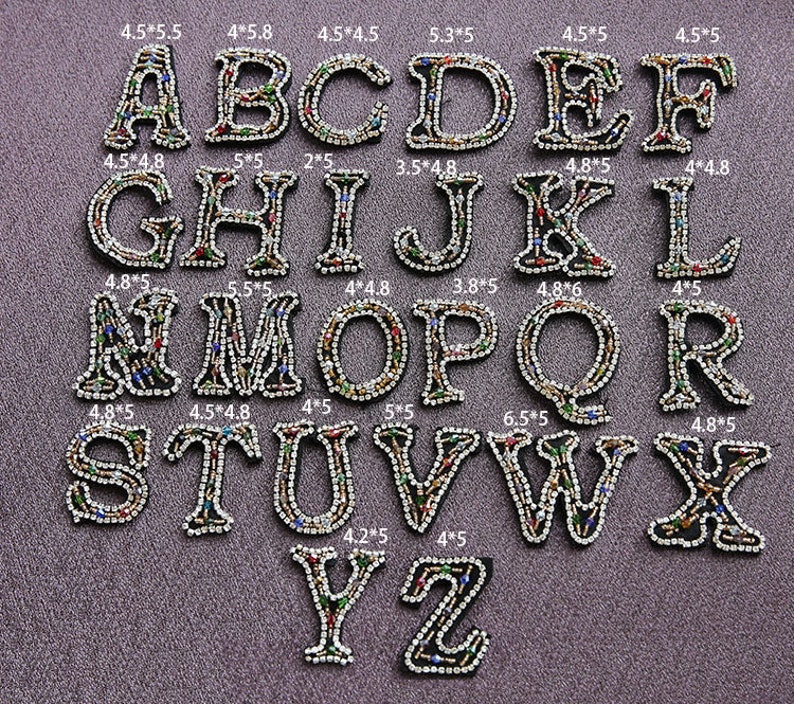 Delicate Embroidery Beaded Letters Sequined Applique Etsy