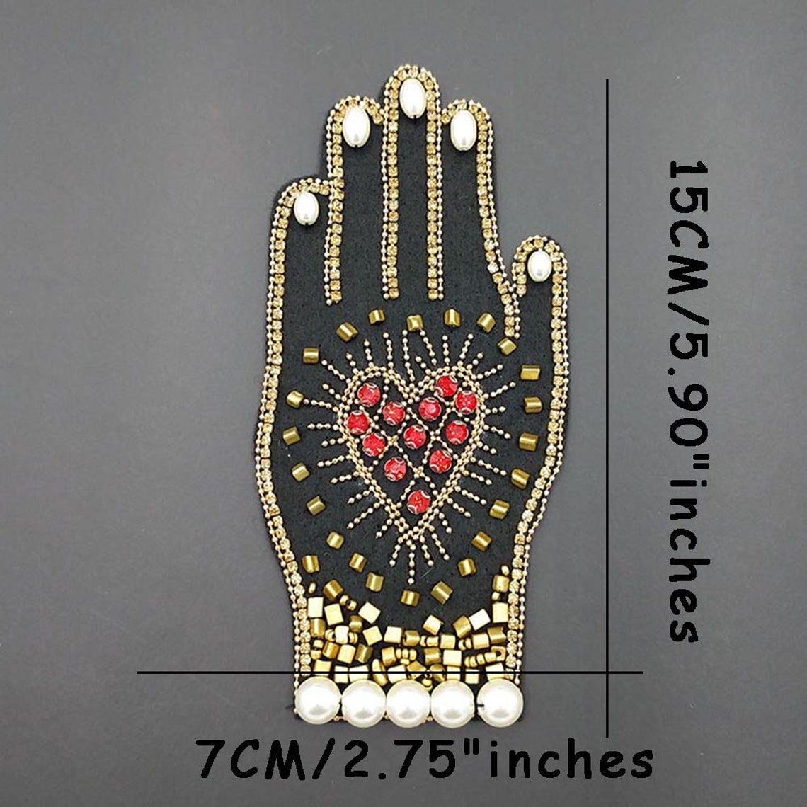 A Pair of Embroidery Rhinestone Hand Sequined Applique Etsy