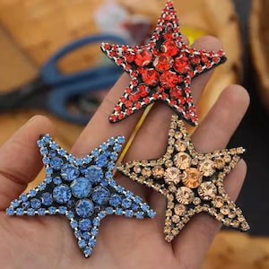 Delicate Embroidery Rhinestone Star Sequined Applique Patch,Beaded Star Patch Supplies for Coat,T-Shirt,Costume Decorative Appliques Patches
