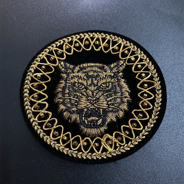 Tiger Head Embroidery Applique Patch,Embroidered Tiger Patch Supplies for Coat,T-Shirt,Jeans,Decorative Appliques Patches