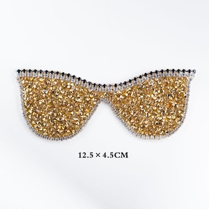 Delicate Glasses Embroidery Rhinestone Applique Patch,Diamond Glasses Patch Supplies for Coat,T-Shirt,Costume Decorative Appliques Patches