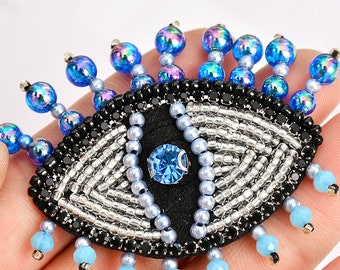 Delicate Eye Embroidery Rhinestone Sequined Applique Patch,Beaded Eye Patch Supplies for Coat,T-Shirt,Costume Decorative Applique Patches