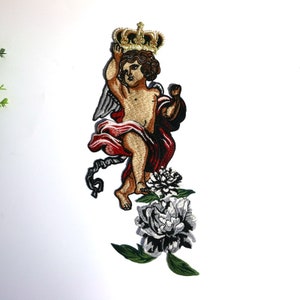 Delicate Crown Angel Embroidered Applique Patch,Embroidery Angel Patches for T-shirt,Jeans or Coat Decorative Embroidery Appliques Patches