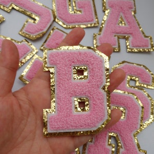 Pink Embroidered Letter Iron on Applique Patchembroidery Name - Etsy