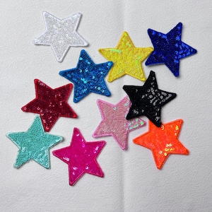 Various Colorful Stars Iron on Sequined Applique Patch,Sequins Star Patch Supplies for Coat,T-Shirt,Costume Decorative Appliques Patches