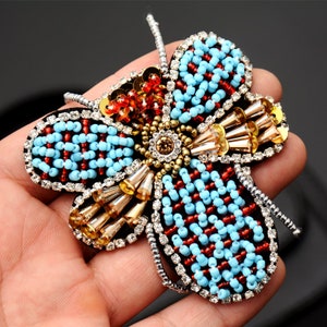 Delicate Embroidery Butterfly Sequined Beaded Applique Patch,Beaded Patch Supplies for Coat,T-Shirt,Costume Decorative Appliques Patches