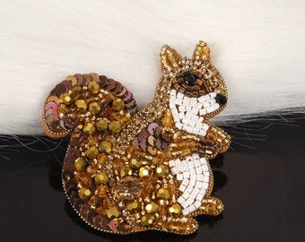 Delicate Embroidery Squirrel Sequined Beaded Applique Patch,Beaded Patch Supplies for Coat,T-Shirt,Costume Decorative Appliques Patches