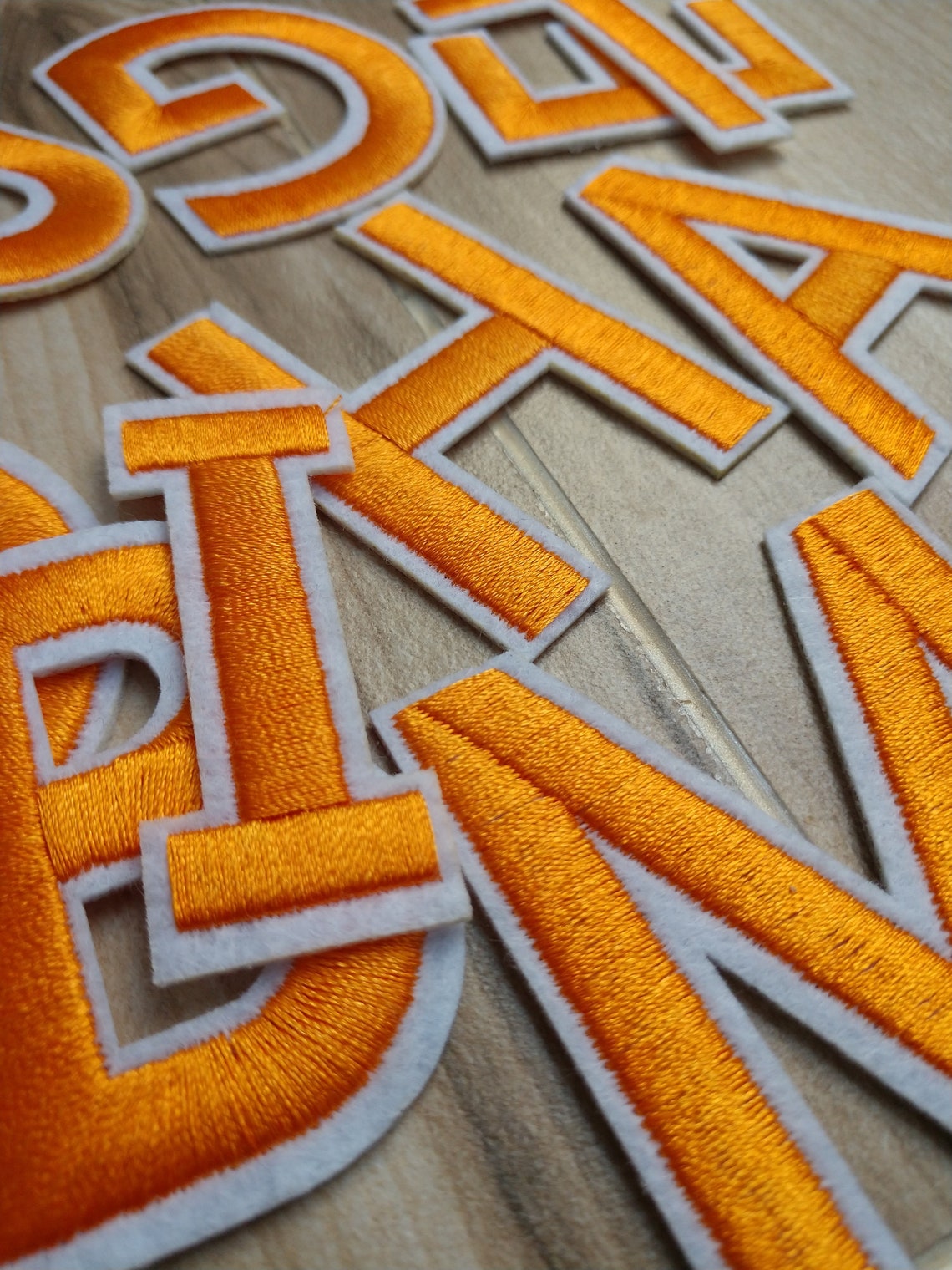 Orange Embroidered Iron on Letters Applique Patchiron on Name Etsy