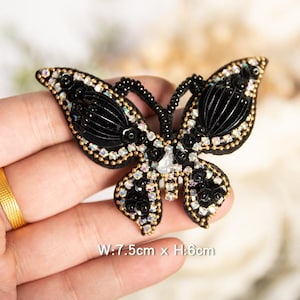 Delicate Embroidery Beaded Butterfly Sequined Applique Patch,Rhinestone Patch Supplies for Coat,T-Shirt,Costume Decorative Appliques Patches