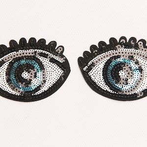 A Pair of Eyes Sequined Applique Patch,Paillette Patch,Sequins Eye Patch Supplies for Coat,T-Shirt,Costume Decoration Appliques Patches