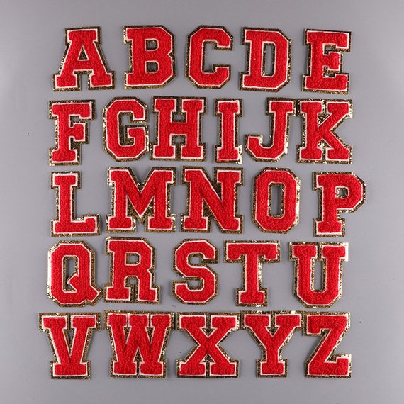 New Red Embroidery Letter Iron on Patch Name Letters Patch For