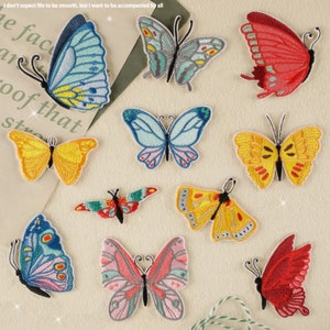 11 Pieces Sticker Butterfly Embroidered Iron On Applique Patch,Embroidery Butterfly Patch for Clothing or Dress Embroidery Applique Patches