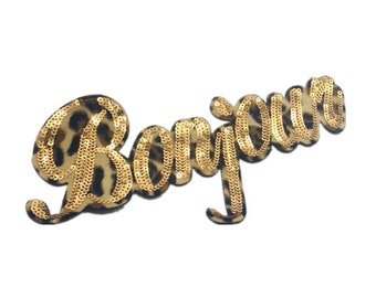 Bonjour Sequined Applique Patch,Paillette Patch,Sequins Patch Supplies for Coat,T-Shirt,Costume Decorative Appliques Patches