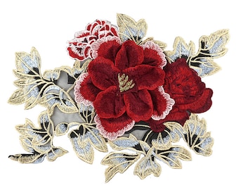 Delicate Embroidered 3D Flower Applique Patch,Vintage Floral Accessories Patch for Clothing or Dress,Decorations Embroidery Appliques