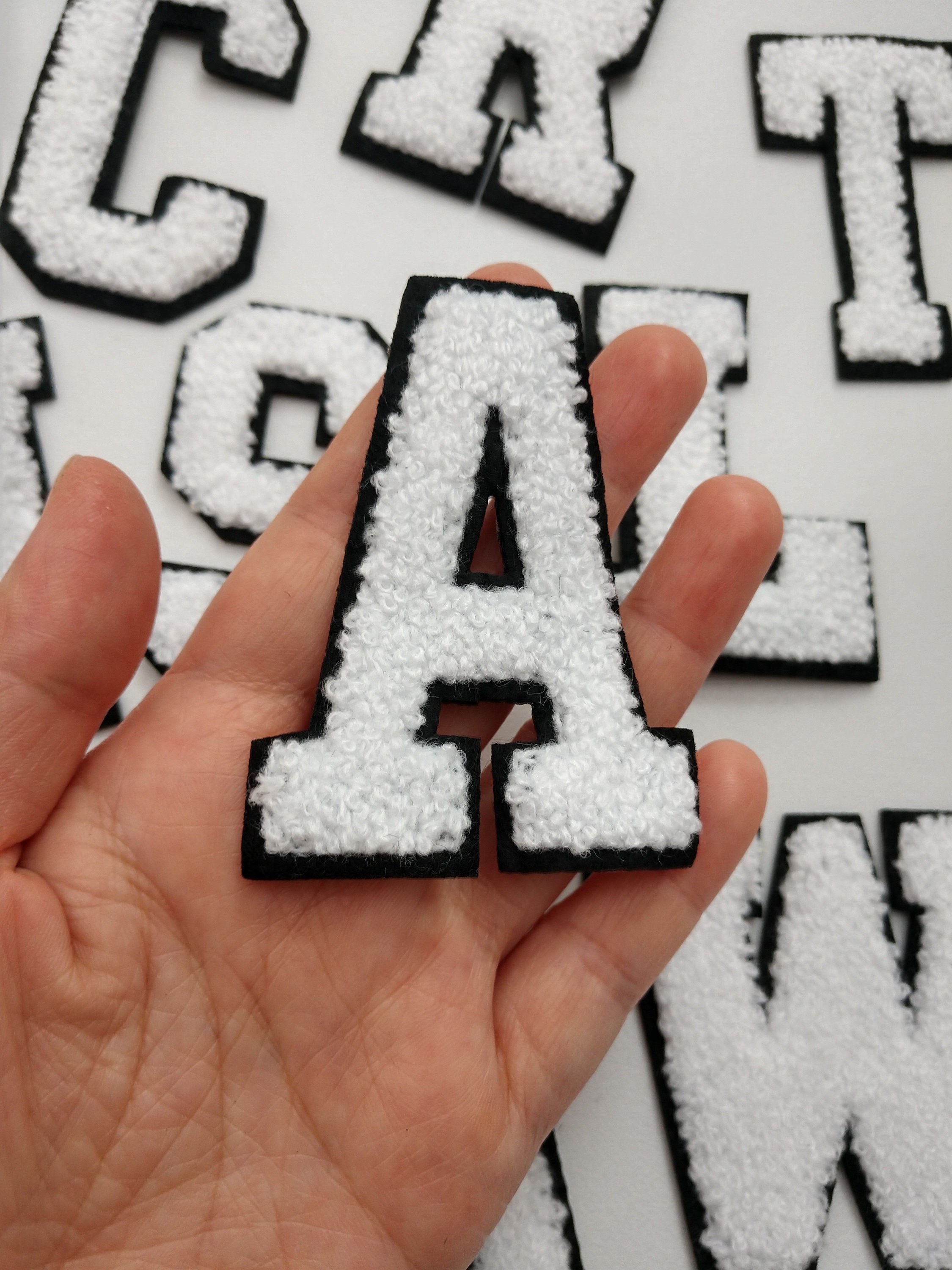 Blanco bordado letras applique parche bordado nombre letras Etsy