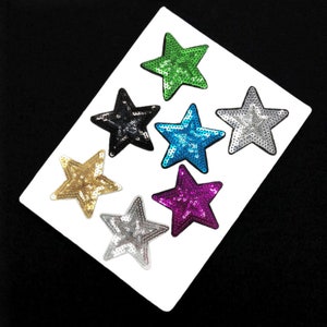 7 Pieces Stars Embroidery Sequined Applique Patch,Paillette Patch,Sequins Star Patch Supplies for Coat,T-Shirt,Costume Decoration Patches