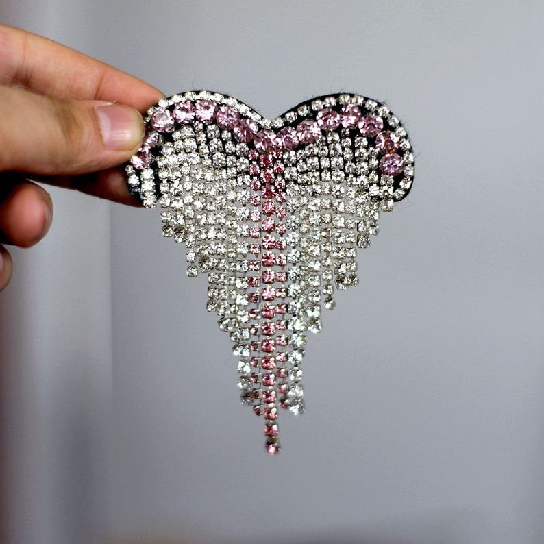 Delicate Embroidery Beaded Heart Applique Patch,rhinestone Heart Patch ...