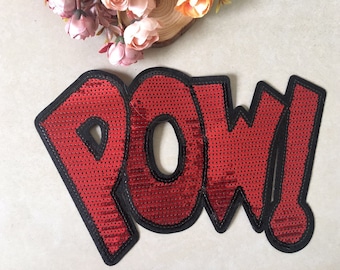 Pow! Sequined Applique Patch,Paillette Patch,Sequins Patch Supplies for Coat,T-Shirt,Costume Decorative Appliques Patches