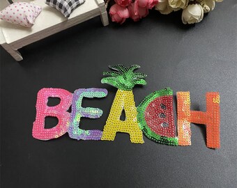 Beach 3D Sequined Applique Patch,Paillette Patch,Sequins Patch Supplies for Coat,T-Shirt,Costume Decoration