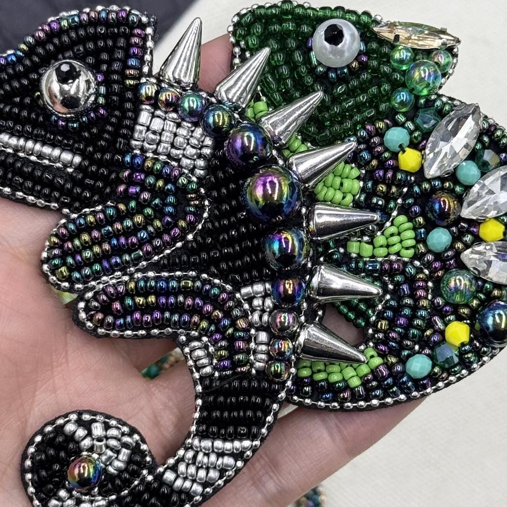 Lizard Embroidery Rhinestone Applique Patch,beaded Animal Patch ...