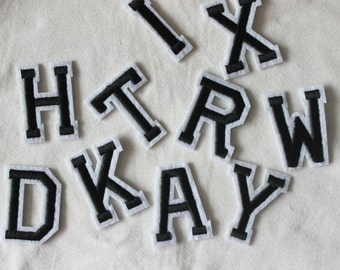 Black Embroidered iron on Letters Applique Patch,Iron On Name Letters Patch for T-Shirt or Coat,Decoration Embroidery iron on Patches