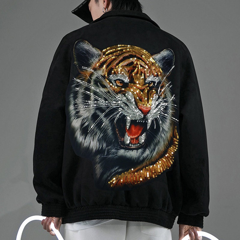 Large Tiger Sequined Applique Patchpaillette Patchsequins Etsy