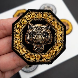 Gold or Silver Tiger Embroidered Sequined Applique Patch,Embroidery Tiger Patch for Coat,T-Shirt or Jeans Decorative Appliques Patches