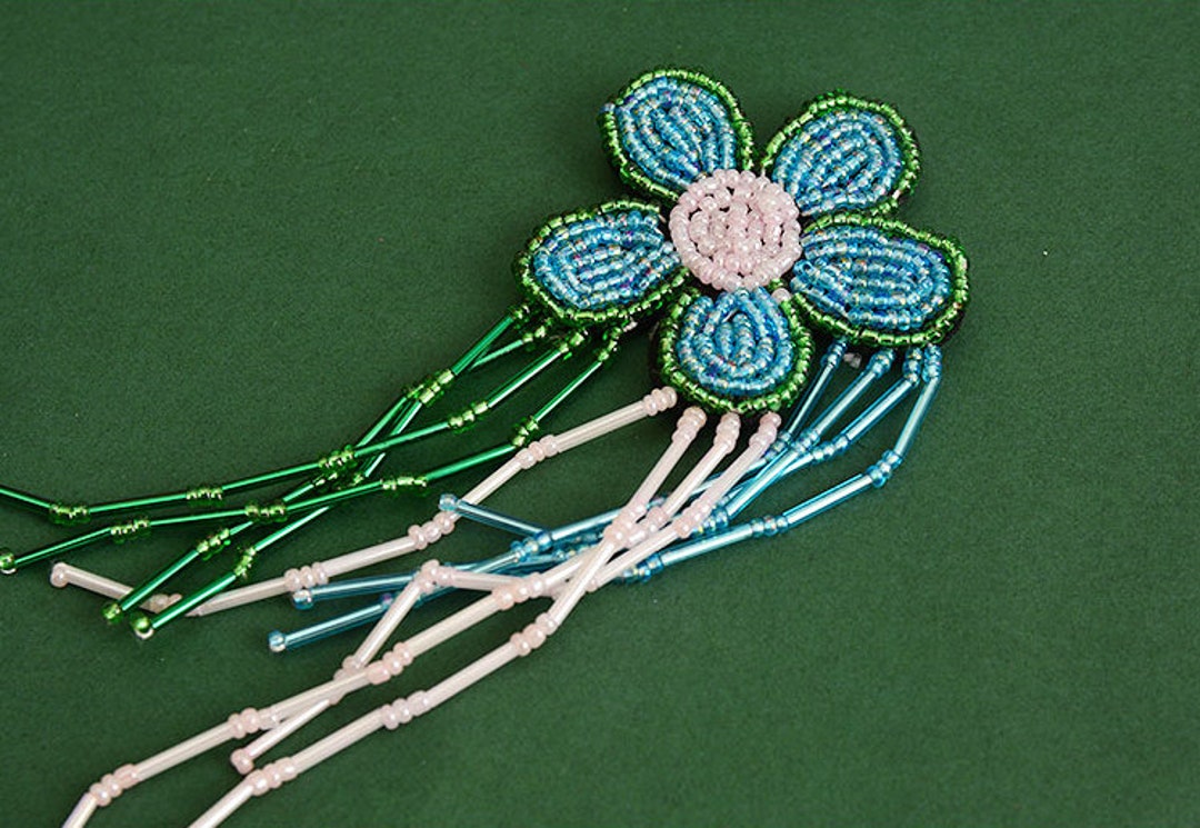 Delicate Embroidery Beaded Flower Applique Patchrhinestone Etsy