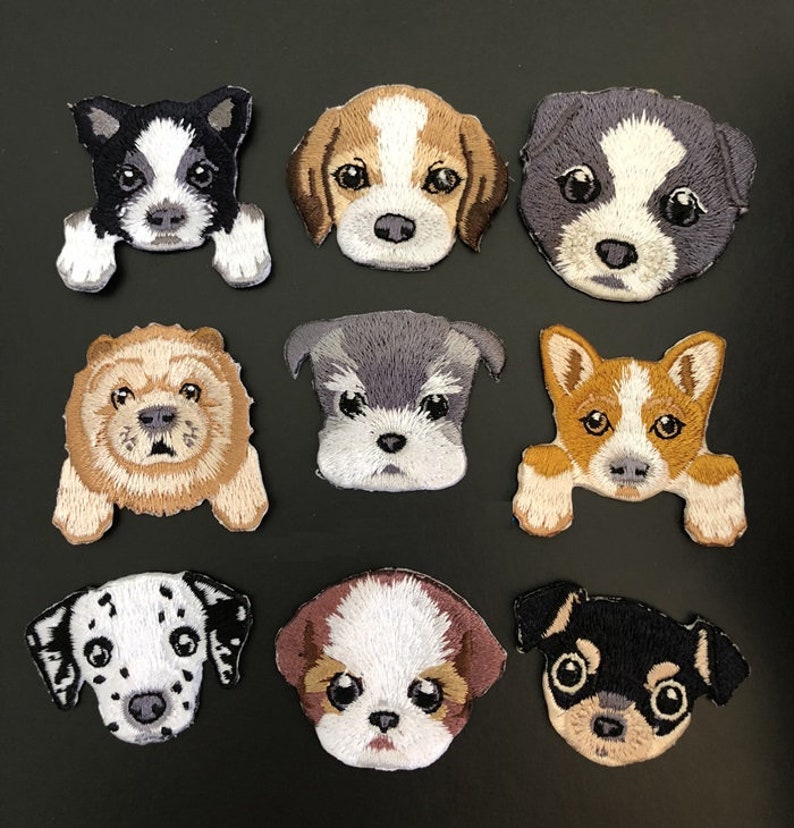Cute Dogs Embroidery Iron on Applique Patchembroidered Dog Etsy