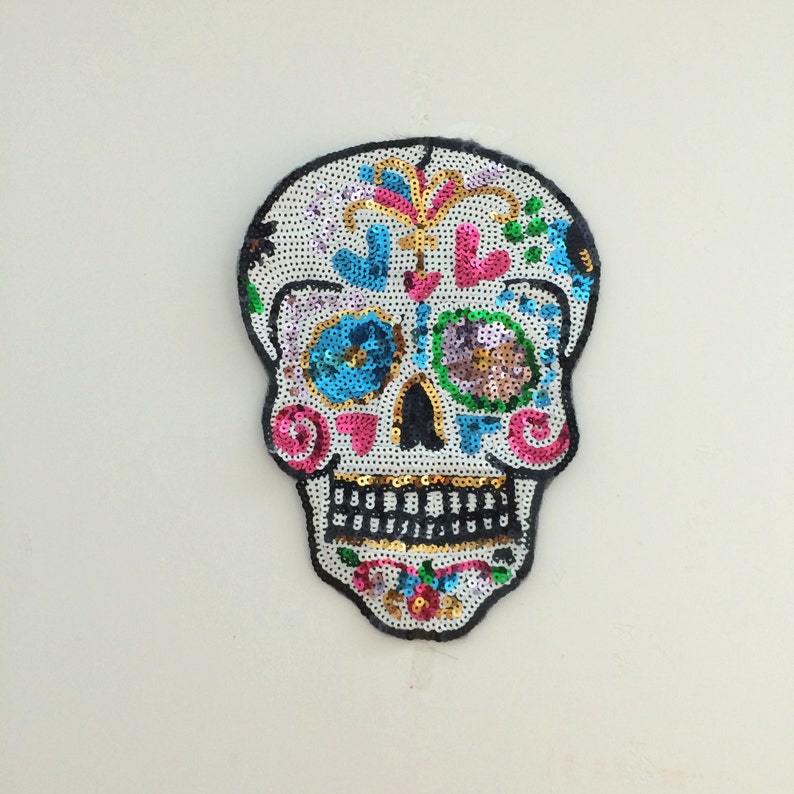 Skull Sequined Applique Patchpaillette Patchsequins Patch - Etsy