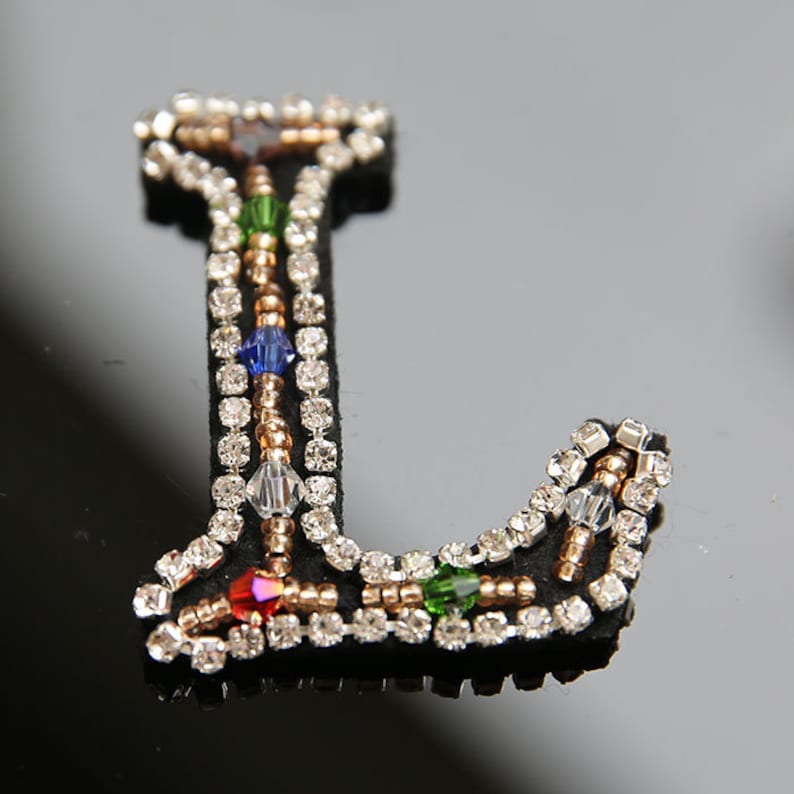 Delicate Embroidery Beaded Letters Sequined Applique Etsy