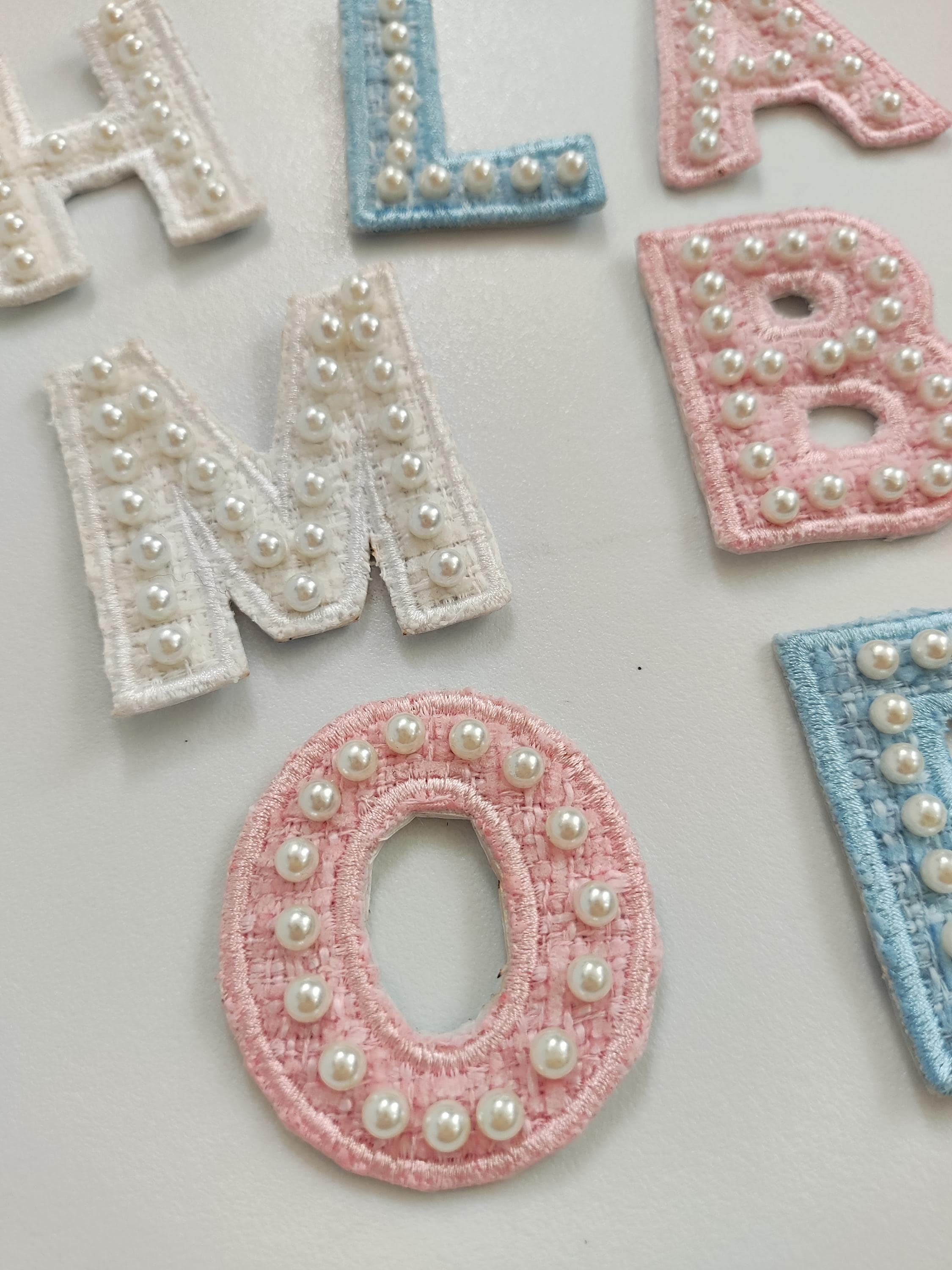 Colorful Pearl and Rhinestone Letters Sticker Applique Patch,rhinestone ...