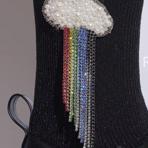 Quallen Stickerei Strass Pailletten Applikation Patch, Perlen Qualle Patch Zubehör für Mantel, T-Shirt, Kostüm Dekorative Applikation Patches