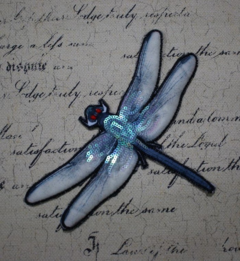 Dragonfly Sequined Applique Patch,Paillette Patch,Sequins Dragonfly Patch Supplies for Coat,T-Shirt,Costume Decoration Applique Patch image 2