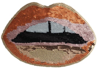 Mouth Sequined Applique Patch,Paillette Patch,Sequins Lip Patch Supplies for Coat,T-Shirt,Costume Decorative Appliques Patches