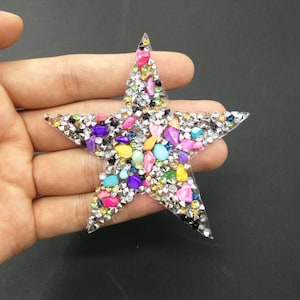 Delicate Embroidery Diamond Star Sequined Applique Patch,Rhinestone Star Patch Supplies for Coat,T-Shirt,Costume Decorative Applique Patch