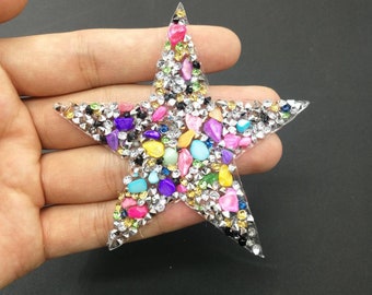 Delicate Embroidery Diamond Star Sequined Applique Patch,Rhinestone Star Patch Supplies for Coat,T-Shirt,Costume Decorative Applique Patch