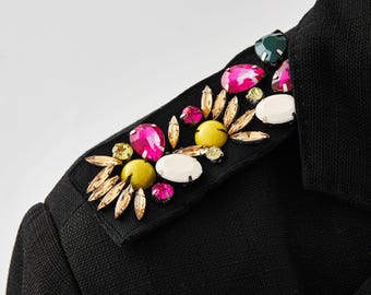 A Pair of Colorful Beaded Epaulet,Handmade Shoulder Pad,Beaded Studs Shoulder Decoration Epaulets,Shoulder Embellishment,EpauletsL