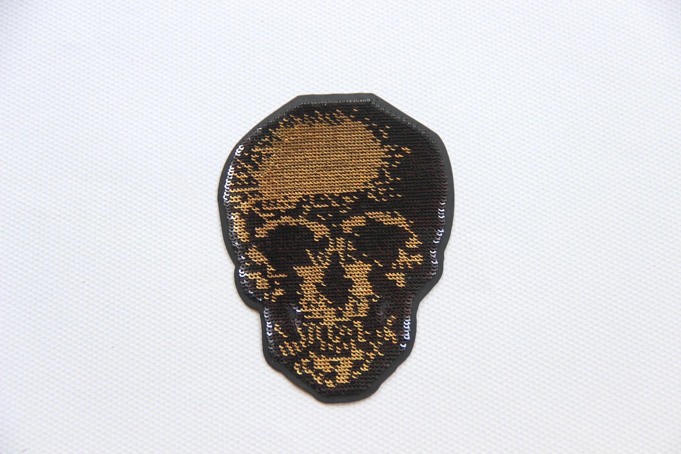 Skull Sequined Applique Patchesvintage Sequins Skull Patch - Etsy
